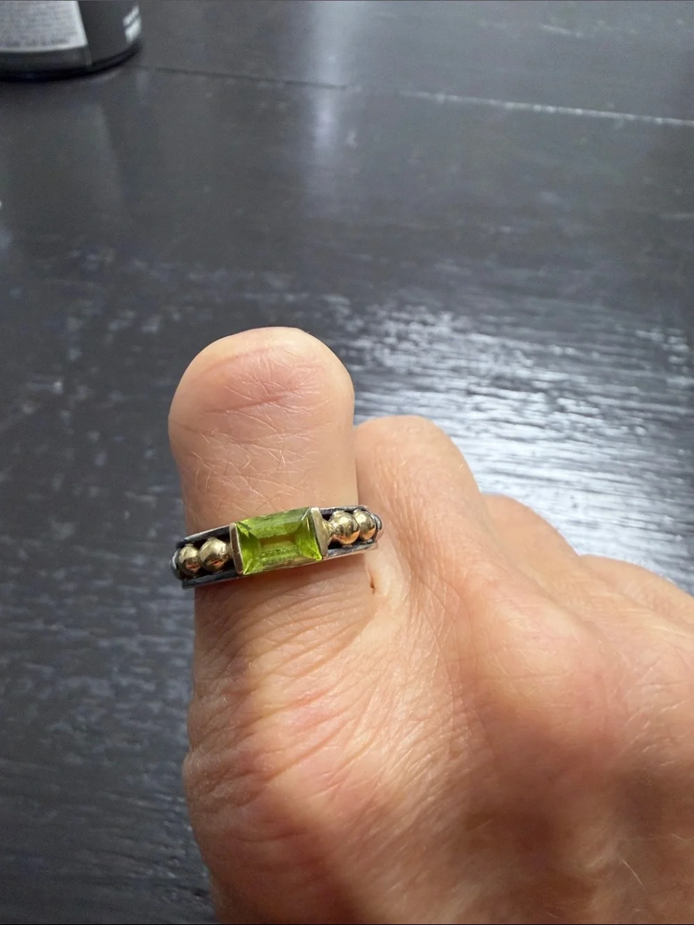 Lagos Caviar 925 silver & 18K Gold-Peridot Ring size 7 3/4